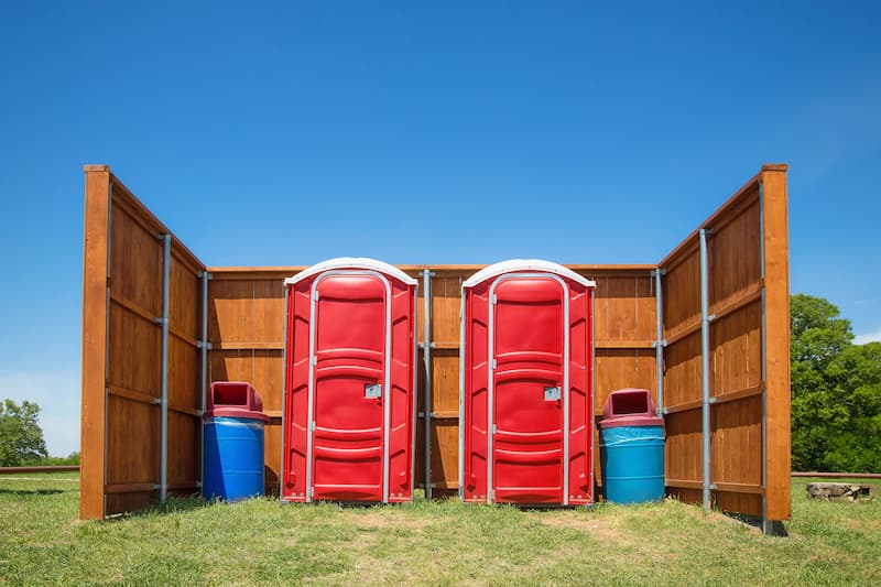 Short-term porta potty units staged for delivery in Akron, Ohio